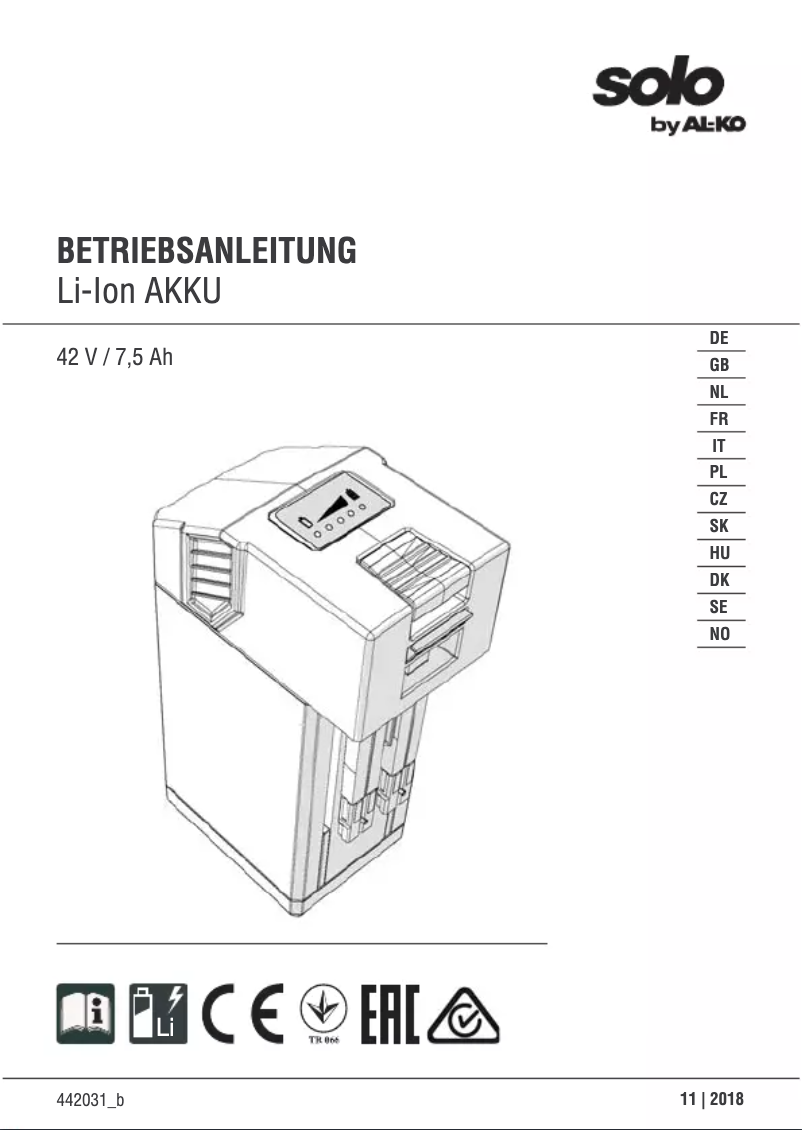 Page 1 de la notice Manuel utilisateur Solo HT 4245