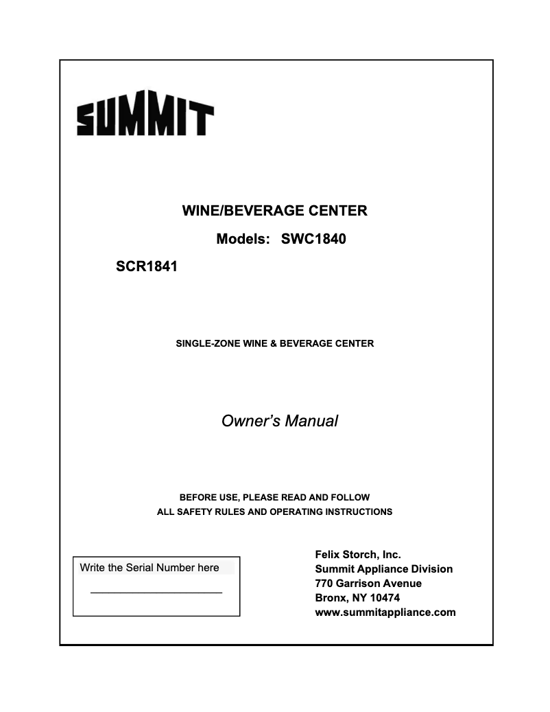 Image de la première page du manuel de l'appareil SCR1841