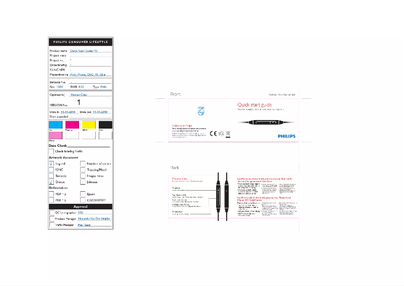 Page n°1 - Guide de démarrage rapide Philips SHQ3007
