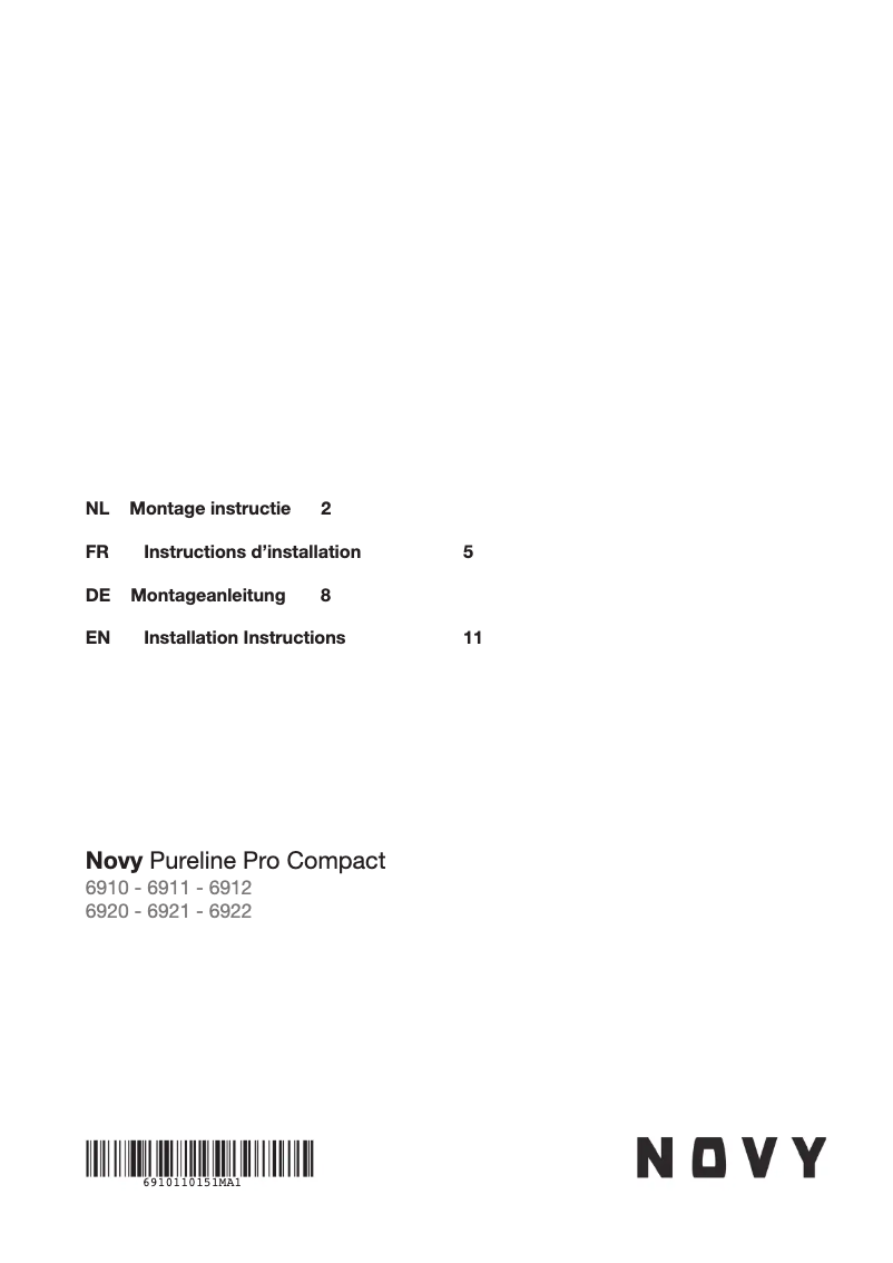 Page 1 de la notice Manuel utilisateur Novy Pureline Pro Compact 6921