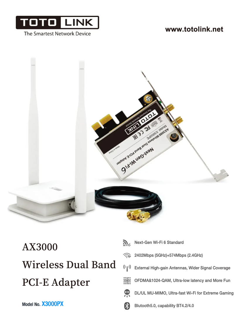 Page 1 de la notice Manuel utilisateur Totolink X3000PE