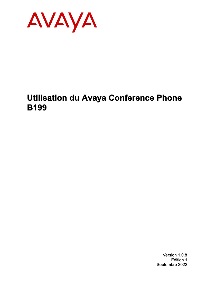 Page n°1 - Manuel utilisateur Avaya B109