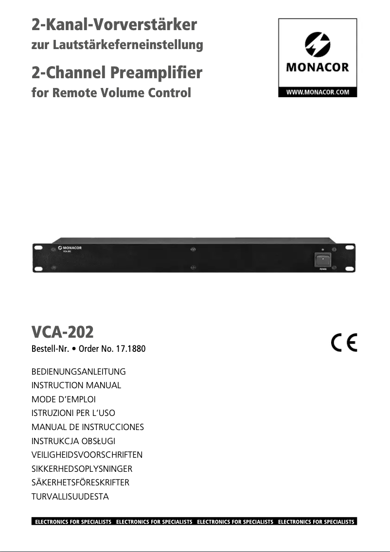 Page 1 de la notice Manuel utilisateur Monacor VCA-202
