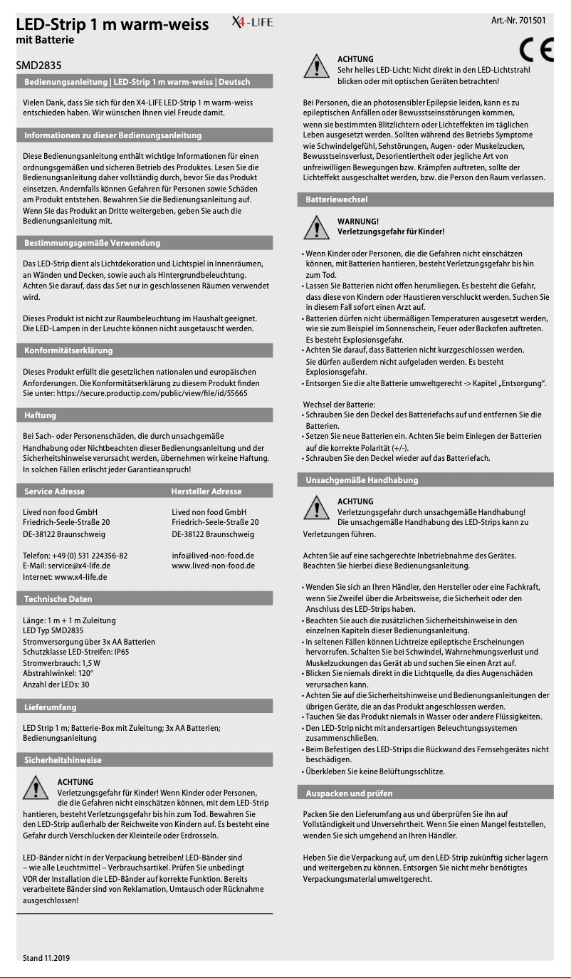 Page 1 de la notice Manuel utilisateur X4 Tech SMD2835