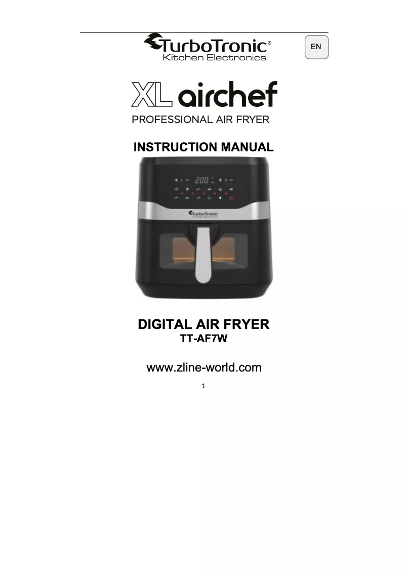 Page 1 de la notice Manuel utilisateur TurboTronic XL Airchef TT-AF7W