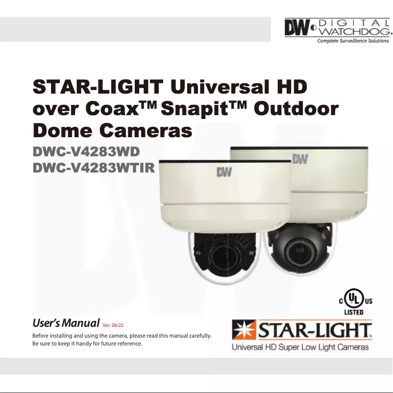 Page 1 de la notice Manuel utilisateur Digital Watchdog Star-Light DWC-V4283WTIR