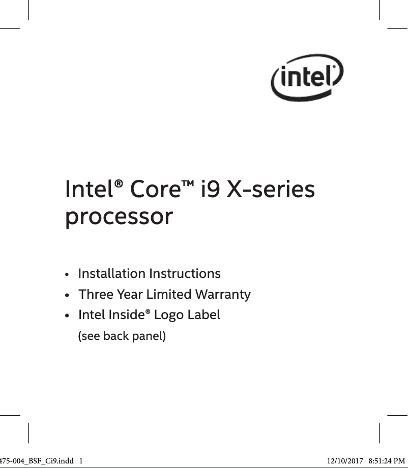 Página 1 del manual Manual de usuario Intel Core i9-9820X