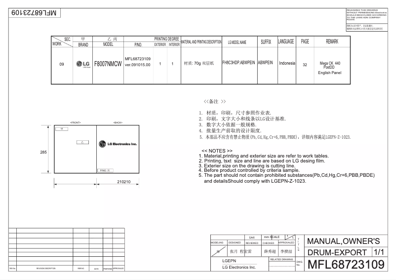 Image de la première page du manuel de l'appareil F8007NMCW