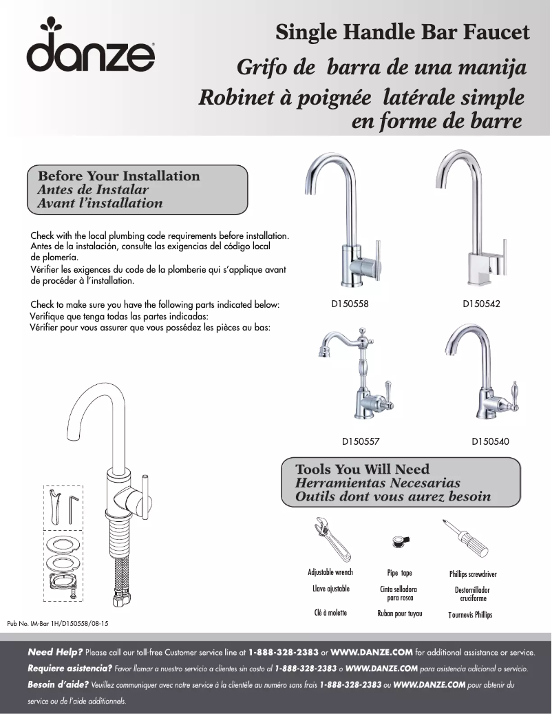 Page n°1 - Manuel utilisateur Danze D150558