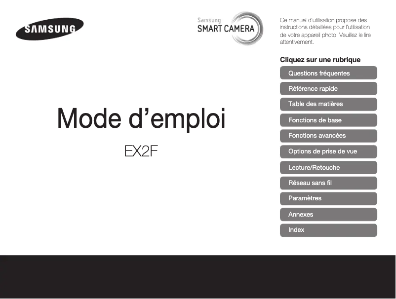 Image de la première page du manuel de l'appareil EX2F Compact