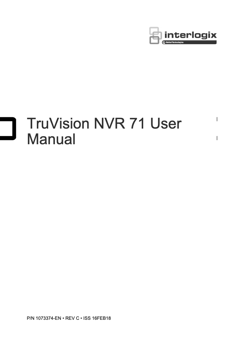 Page n°1 - Manuel utilisateur Interlogix TruVision TVN-7101R