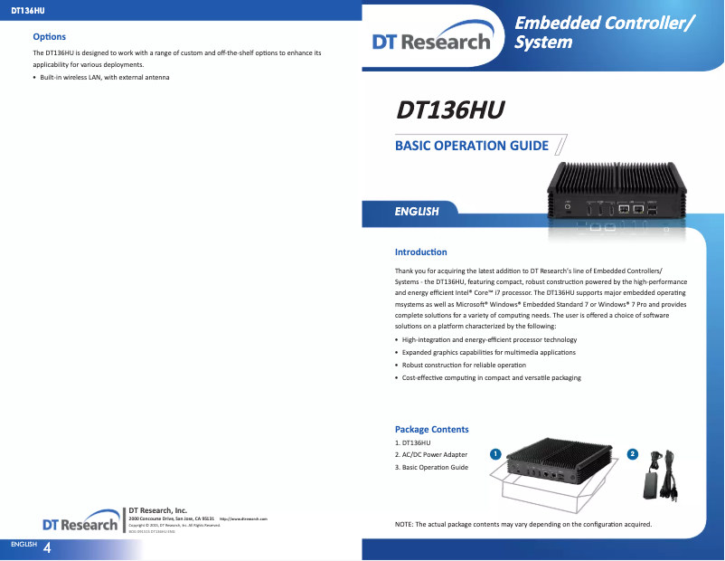 Page n°1 - Manuel utilisateur DT Research DT136HU