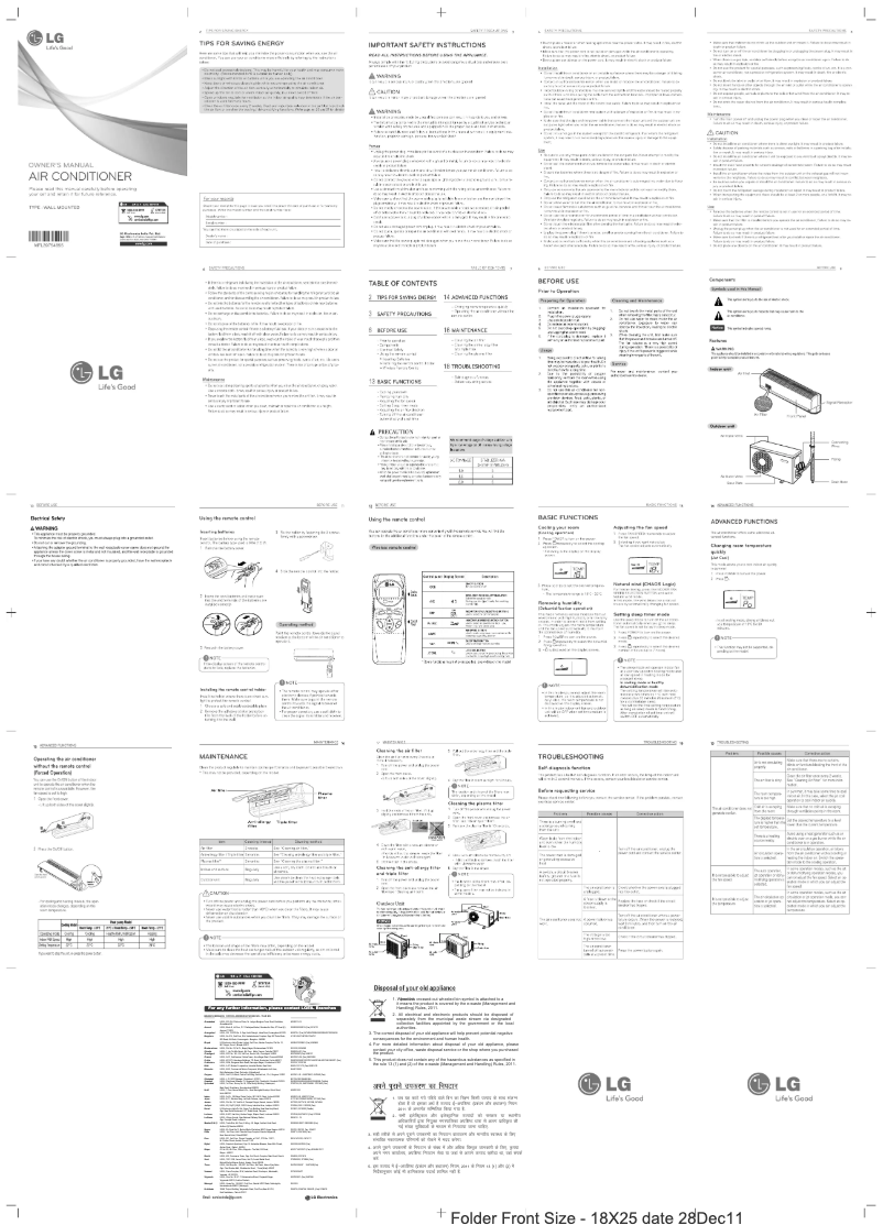Image de la première page du manuel de l'appareil LSU3UR3A1