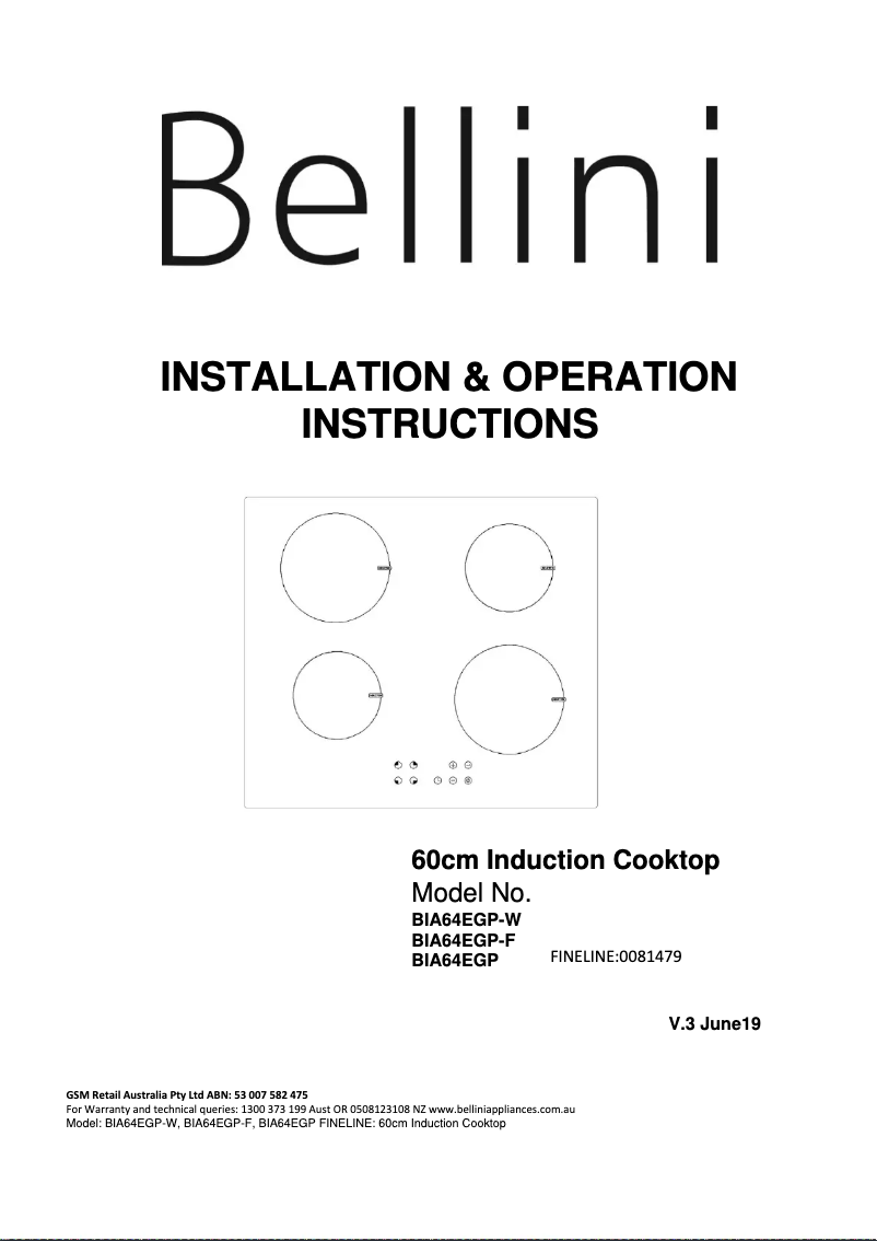 Page n°1 - Manuel utilisateur Bellini BIA64EGP