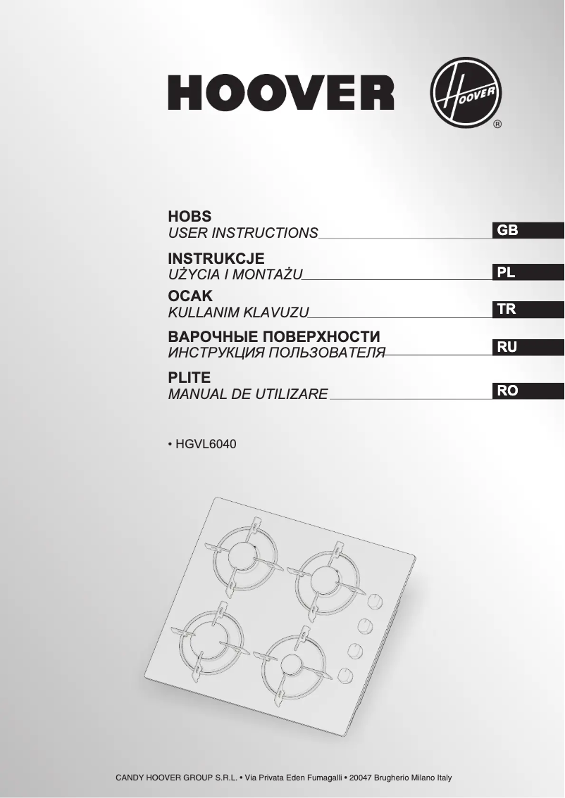 Page n°1 - Manuel utilisateur Hoover HGVL6040B/1
