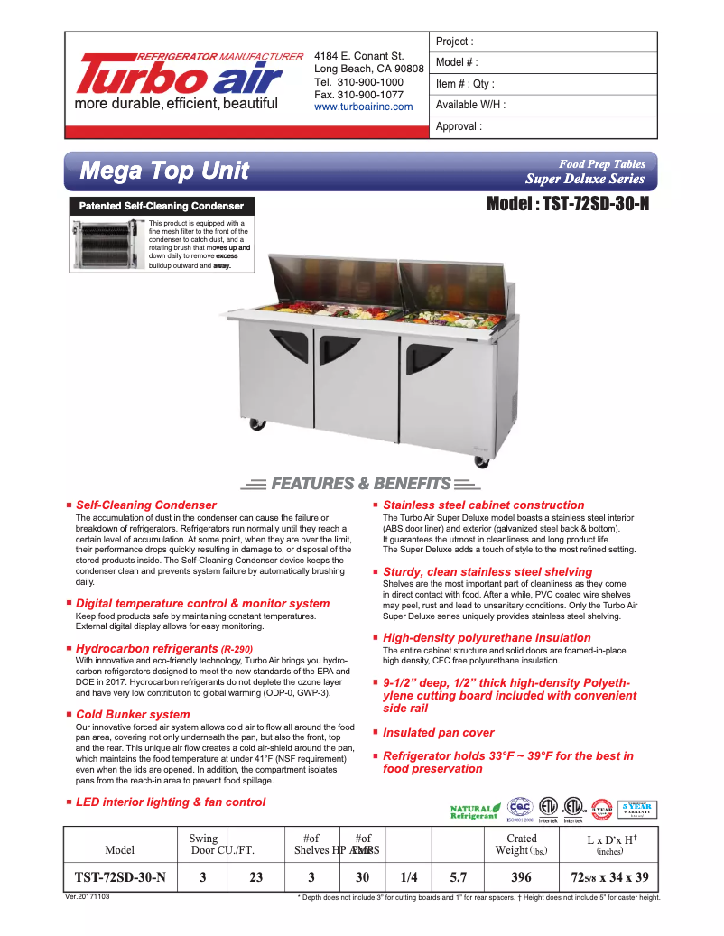 Imagen de la primera página del manual del dispositivo TST-72SD-30