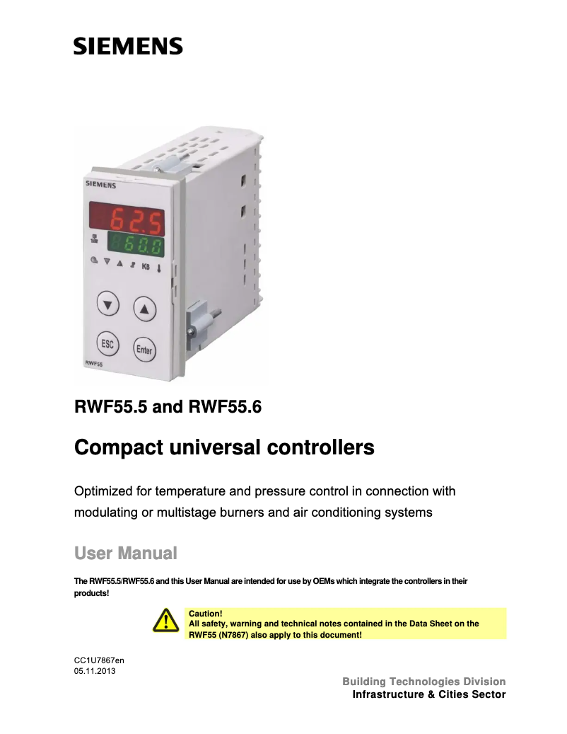 Image de la première page du manuel de l'appareil RWF55.5