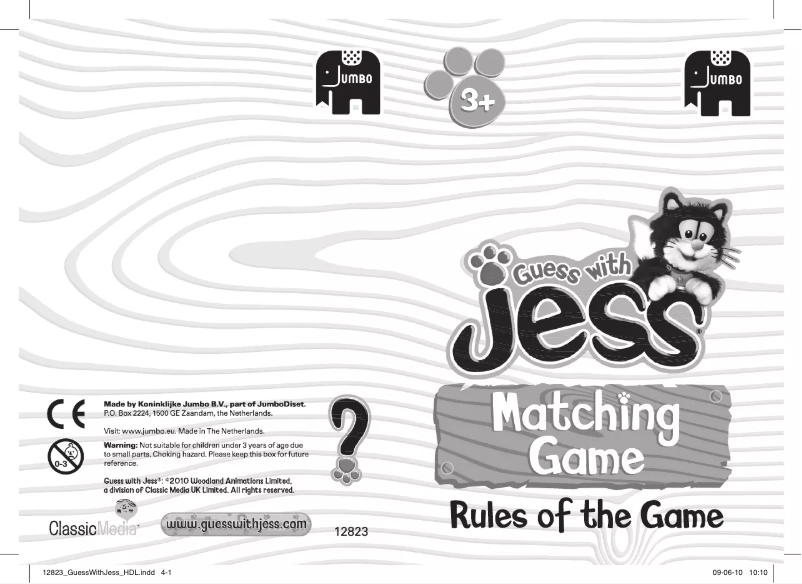 Image de la première page du manuel de l'appareil Guess with Jess Matching Game