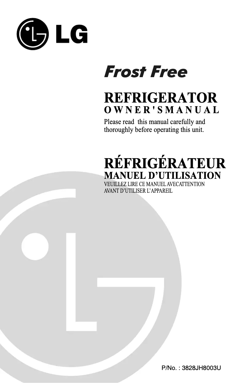 Page 1 de la notice Manuel utilisateur LG GR-B242QM