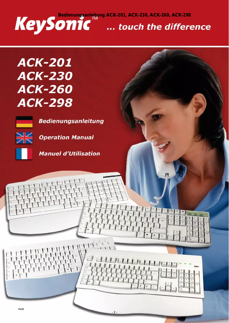 Page n°1 - Manuel utilisateur KeySonic ACK-298