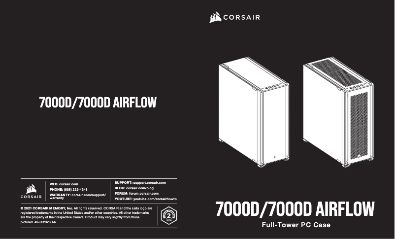 Page 1 de la notice Manuel utilisateur Corsair 7000D