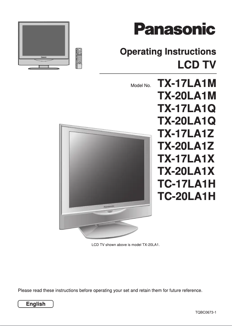 Image de la première page du manuel de l'appareil Viera TX-20LA1Z