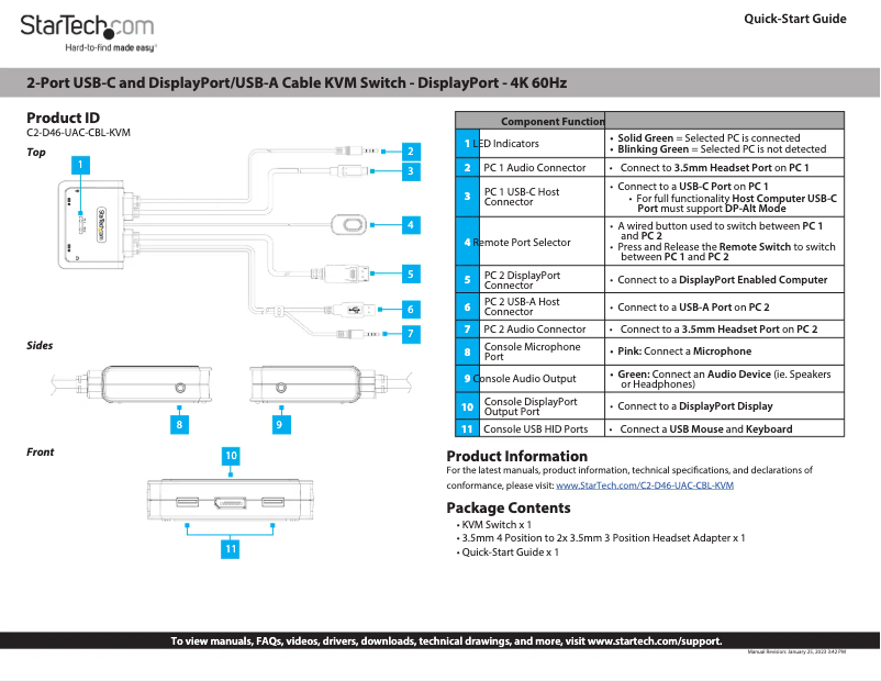 Image de la première page du manuel de l'appareil C2-D46-UAC-CBL-KVM
