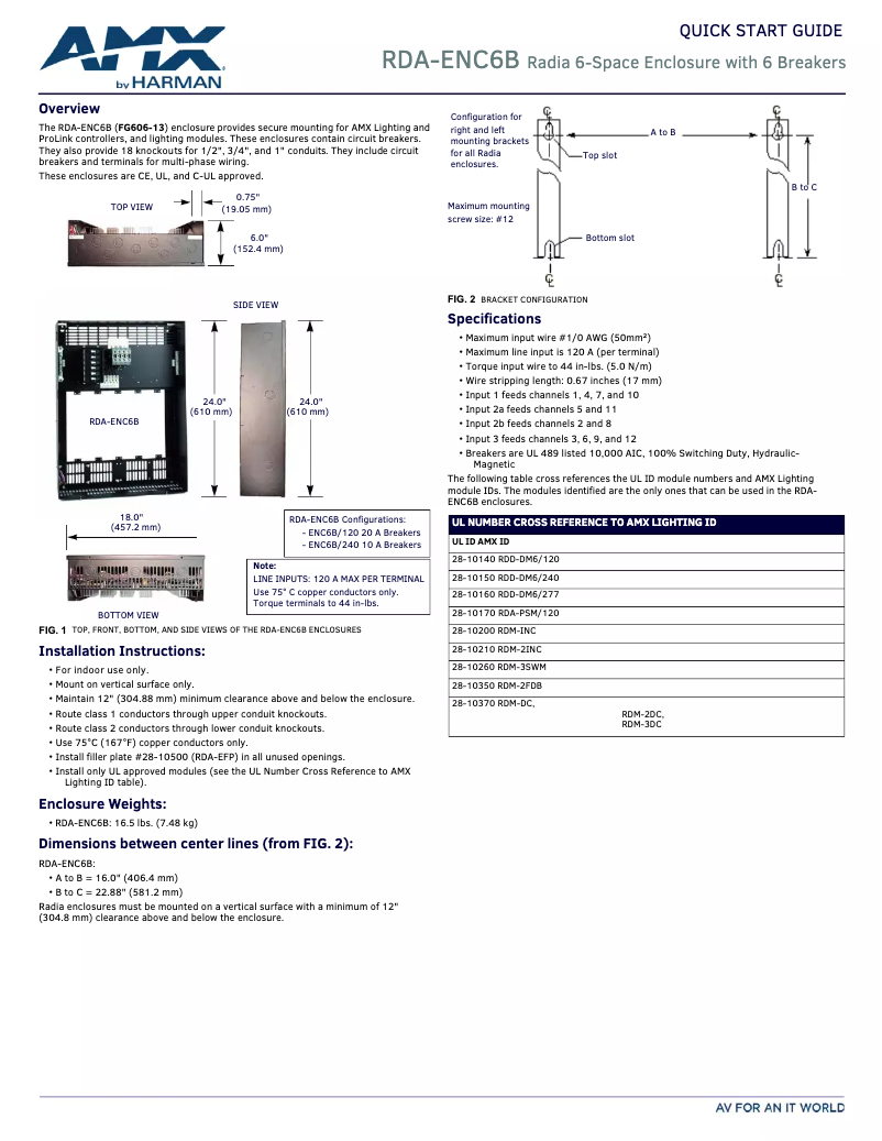 Page 1 de la notice Manuel utilisateur AMX RDA-ENC6B