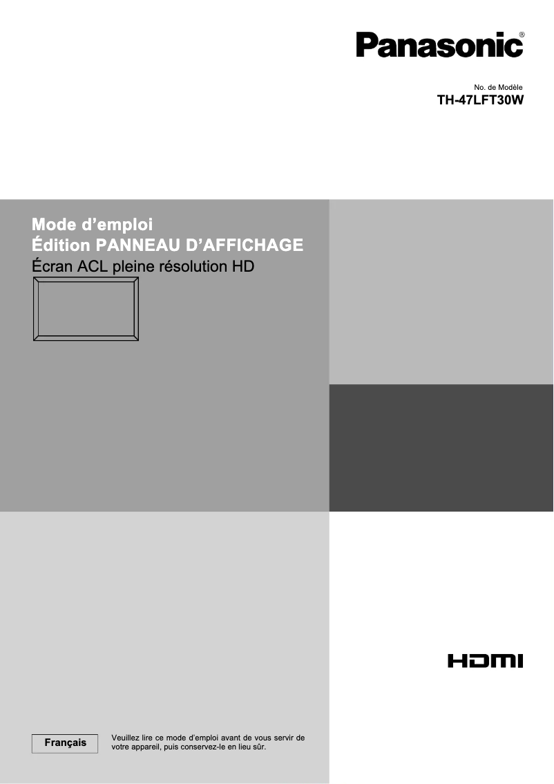 Page 1 de la notice Manuel utilisateur Panasonic TH-47LFT30W