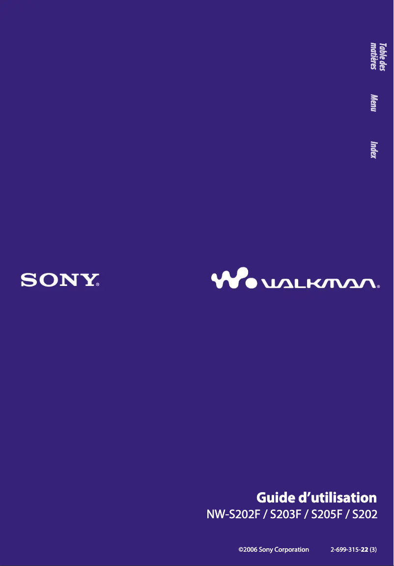 Imagen de la primera página del manual del dispositivo NW-S203F