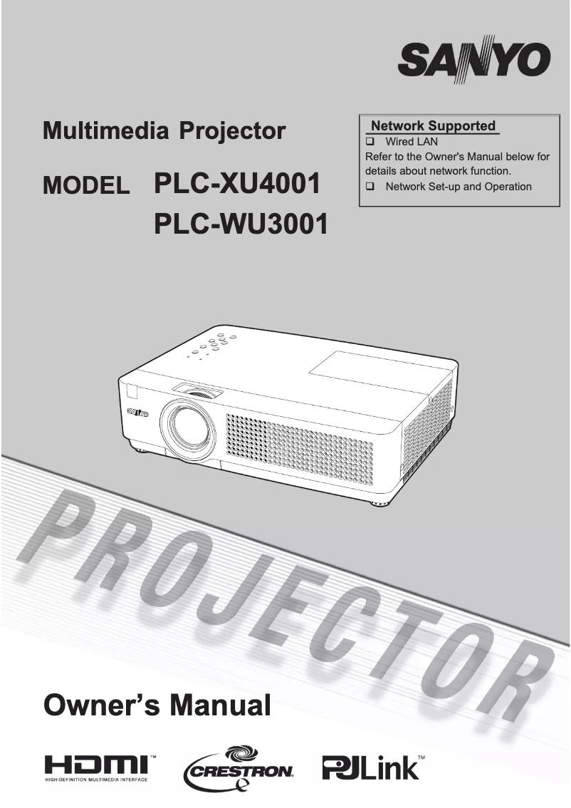 Page 1 de la notice Manuel utilisateur Sanyo PLC-WU3001