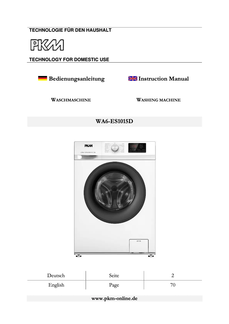 Page 1 de la notice Manuel utilisateur PKM WA6-ES1015D