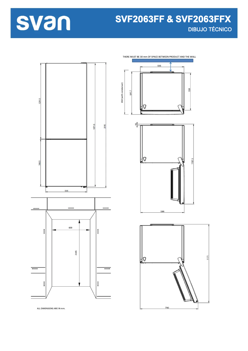 Page 1 de la notice Dessin technique SVAN SVF2063FF