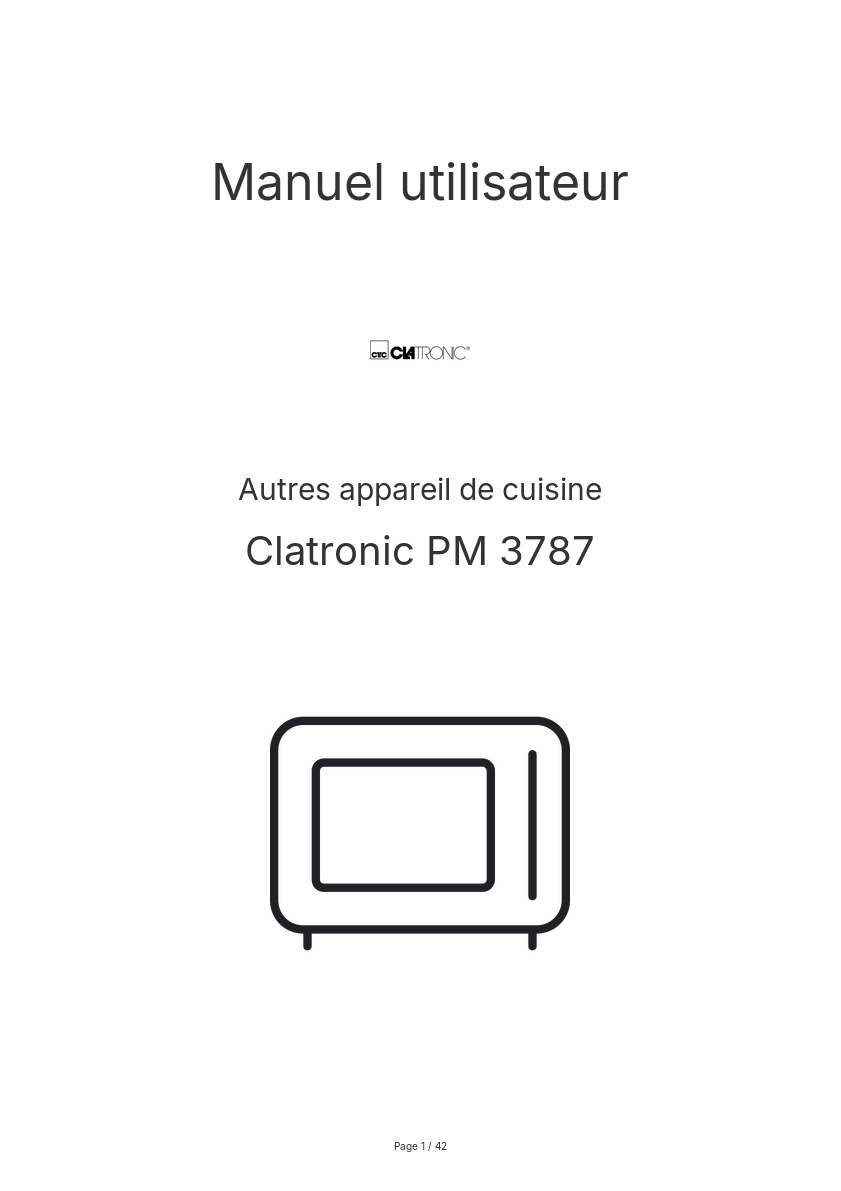 Image de la première page du manuel de l'appareil PM 3787