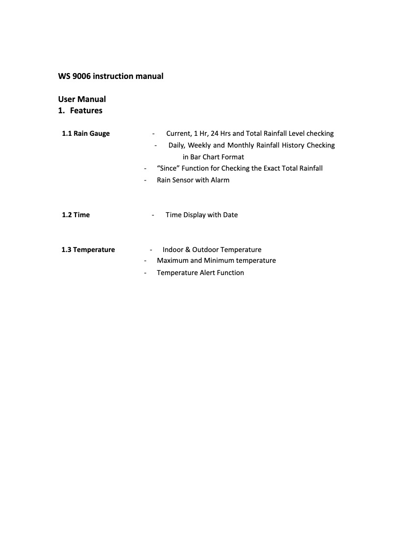 Page 1 de la notice Manuel utilisateur Techno Line WS 9006