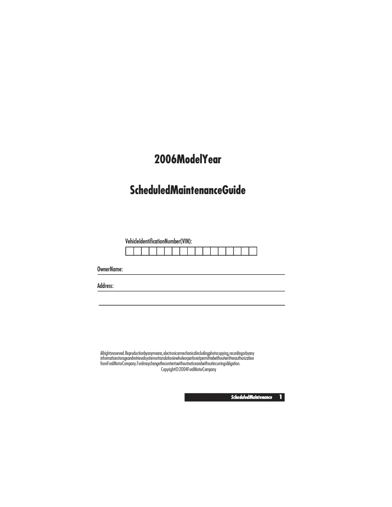 Page n°1 - Manuel d'utilisation et d'entretien Ford Escape (2006)