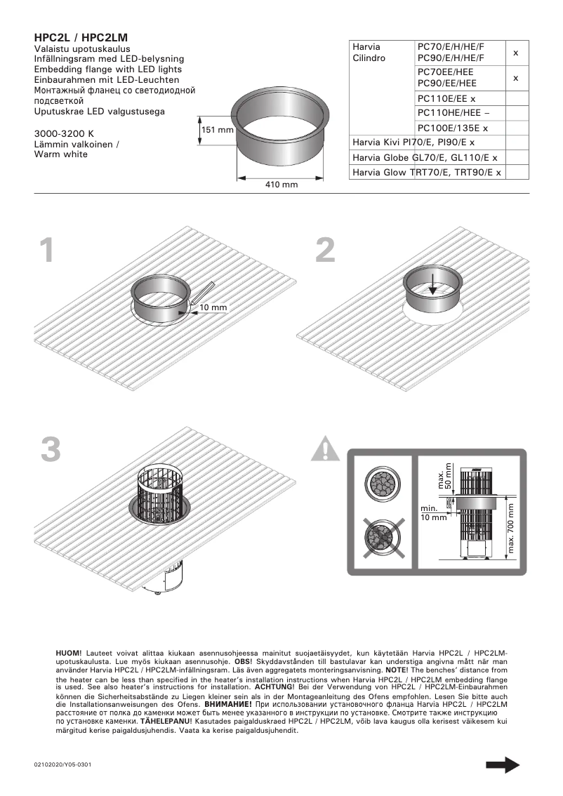 Page n°1 - Manuel utilisateur Harvia Cilindro HPC2L