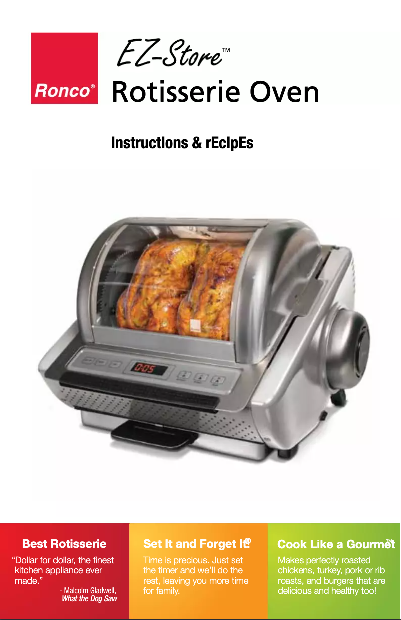 Page 1 de la notice Manuel utilisateur Ronco EZ-store Rotisserie 5250