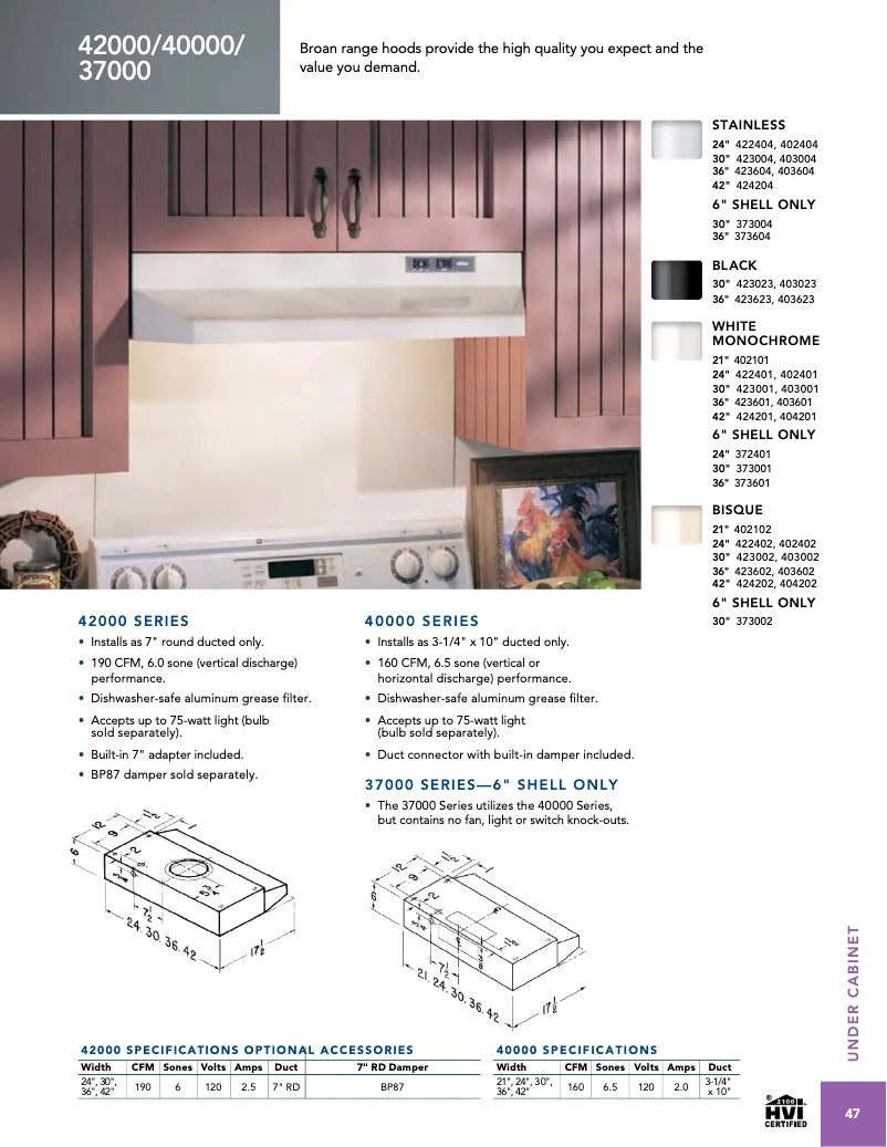 Page 1 de la notice Fiche technique Broan 373001