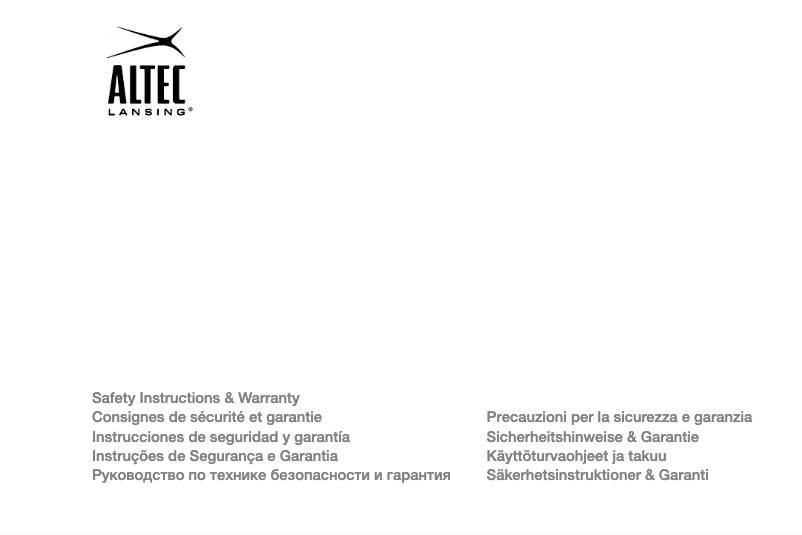 Page n°1 - Manuel utilisateur Altec Lansing Muzx Extra