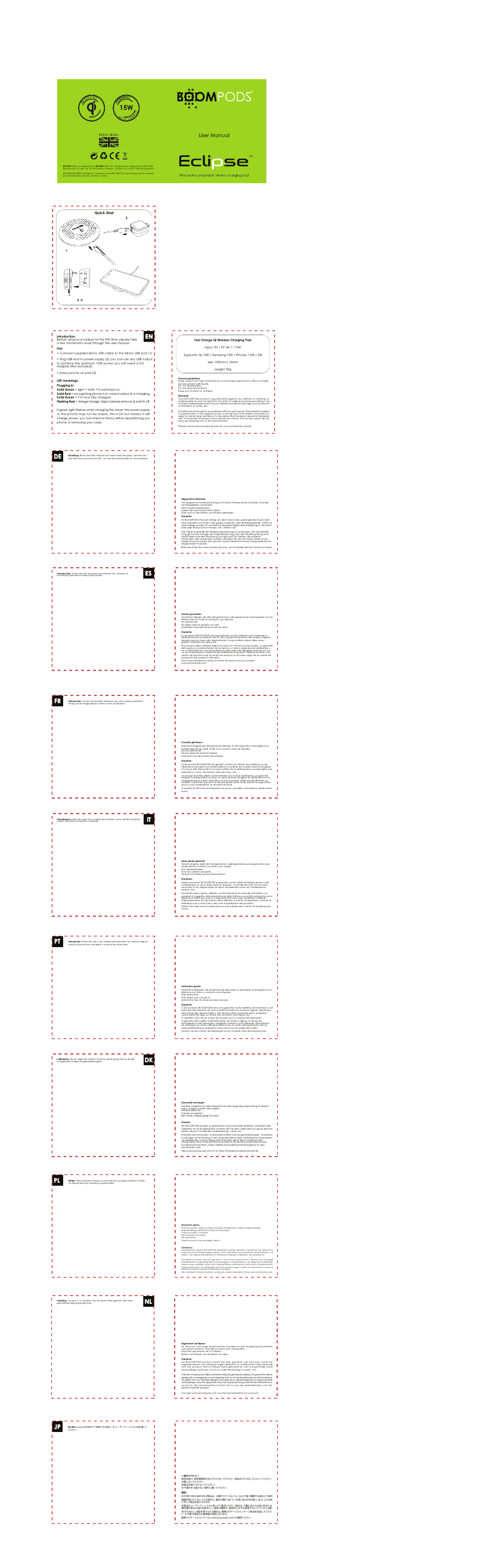 Page 1 de la notice Manuel utilisateur Boompods Eclipse 15W Qi