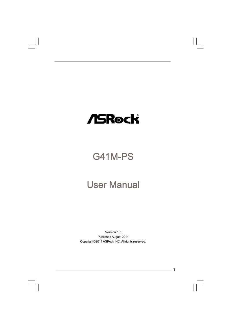 Page n°1 - Manuel utilisateur Asrock G41M-PS