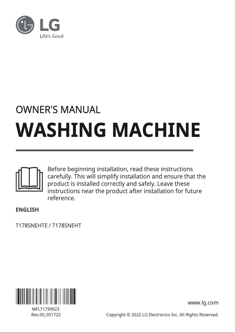 Page 1 de la notice Manuel utilisateur LG T1785NEHTE