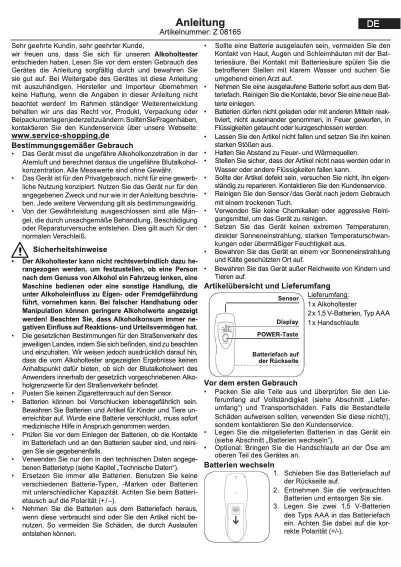 Page 1 de la notice Manuel utilisateur EasyMaxx 08165