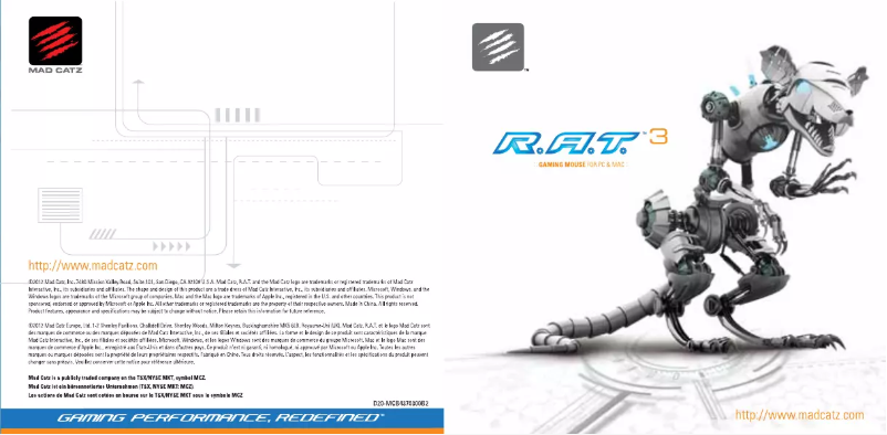 Page n°1 - Manuel utilisateur Mad Catz R.A.T. 3