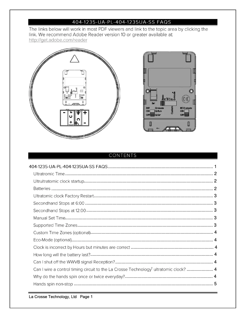 Page n°1 - FAQ La Crosse Technology 404-1235UA-PL