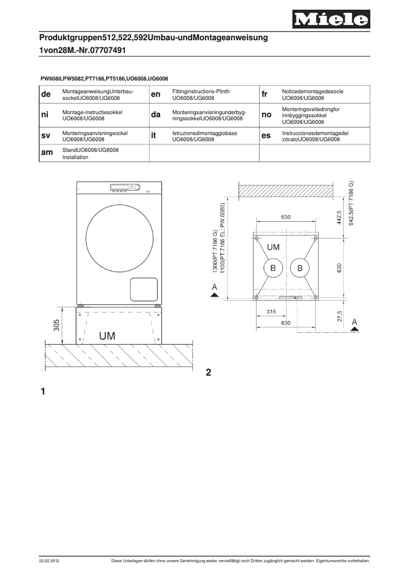 Page n°1 - Manuel utilisateur Miele 7129240