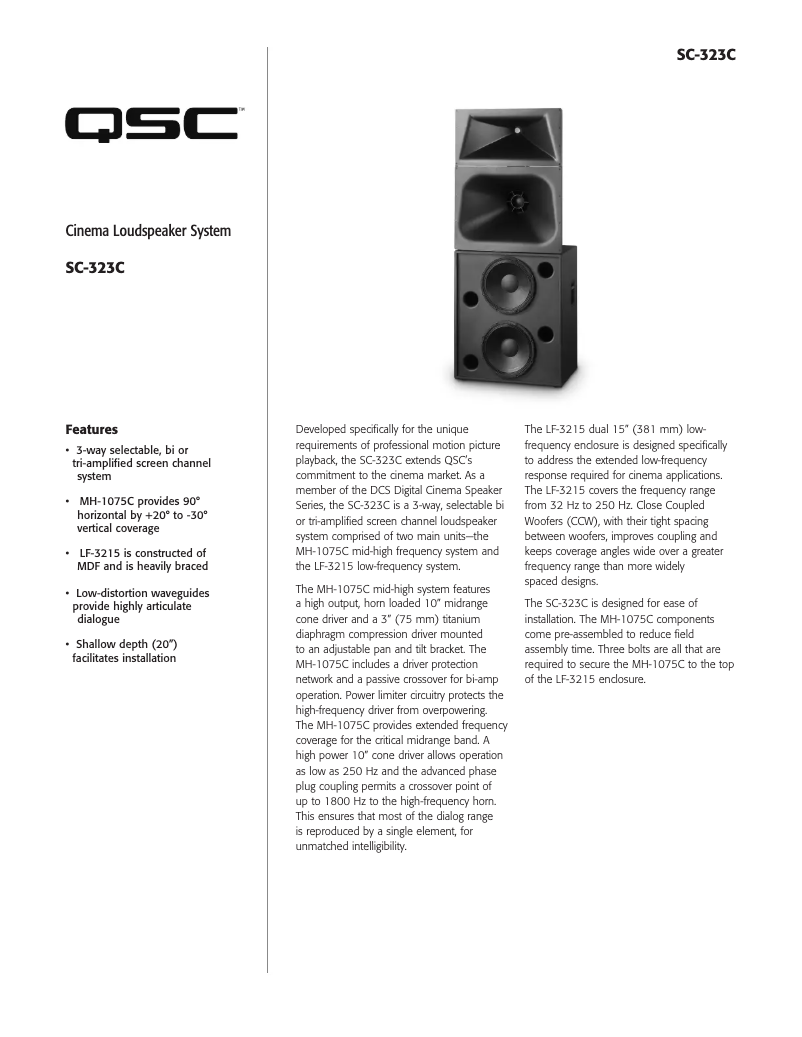 Page n°1 - Fiche technique QSC SC-323C