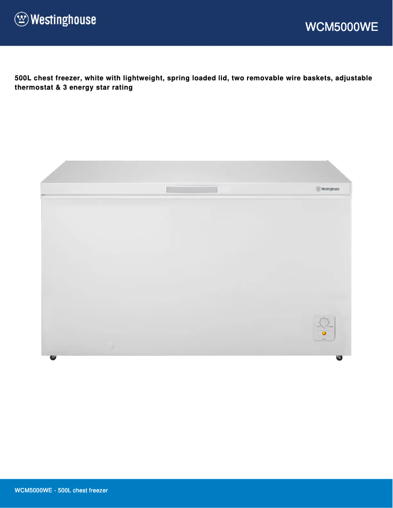 Page n°1 - Fiche technique Westinghouse WCM5000WE