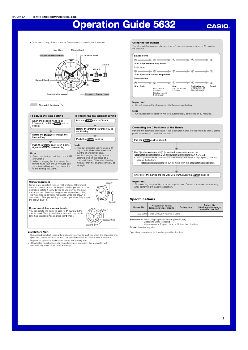 Page 1 de la notice Manuel utilisateur Casio Edifice EFV-590D-1AVUEF